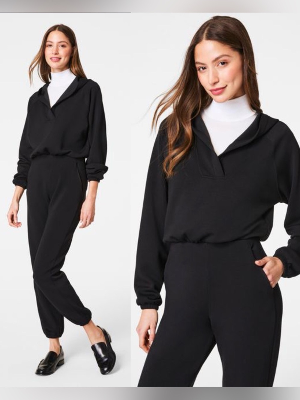 SPANX AirEssentials V-Neck Hooded Jumpsuit Black , size M